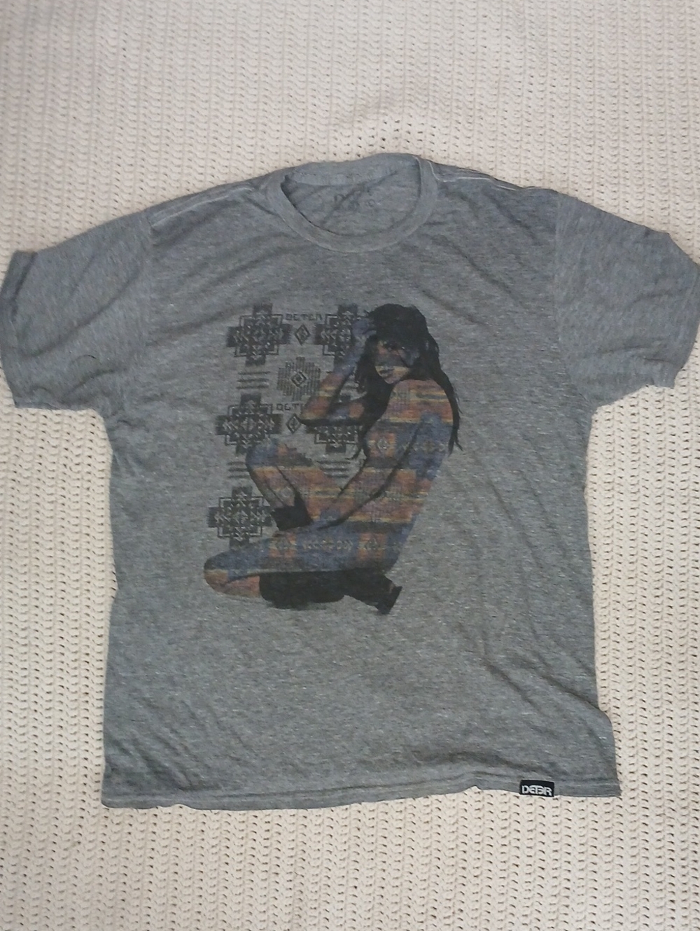 Gray Crewneck T-Shirt with Subtle Interior Graphic
